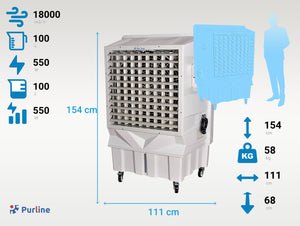 Climatizador evaporativo de gran caudal y depósito de 100L