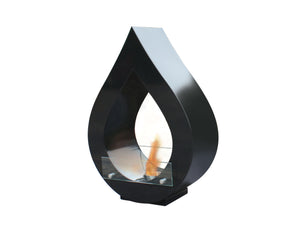Chimenea de etanol de suelo en forma de llama de acero lacado negro