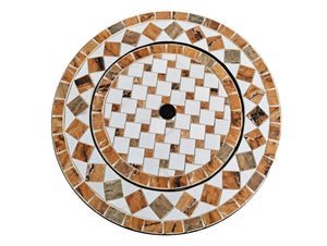 Brasero exterior circular en cerámica y mármol con parrilla