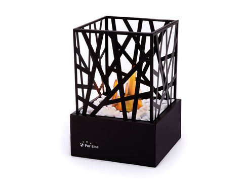 Chimenea de etanol de sobremesa en acero esmaltado negro