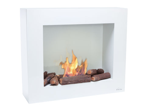 Chimenea de etanol en blanco con kit de leños