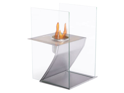 Chimenea de etanol de sobremesa en acero inoxidable y cristal templado