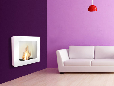 BESTBIO: Chimenea de etanol en blanco con kit de leños