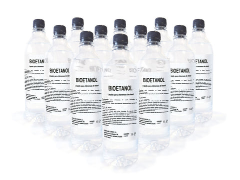 Combustible Etanol de origen natural aroma neutro. Caja 12 Botellas de 1L