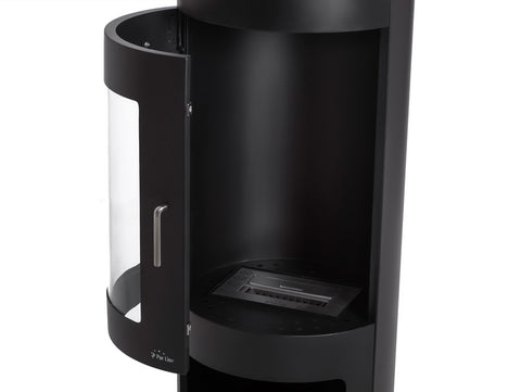 BESTFIRE B: Estufa de etanol en acero negro con puerta de cristal templado