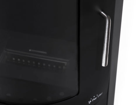 Material Acero Estufa de etanol en acero negro con puerta de cristal templado