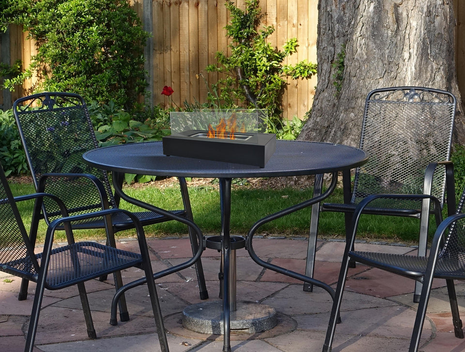 Chimenea de etanol de sobremesa con dos pantallas de cristal templado