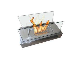 Chimenea de etanol de sobremesa con dos pantallas de cristal templado
