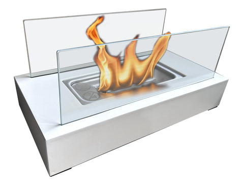 Chimenea de etanol de sobremesa con dos pantallas de cristal templado