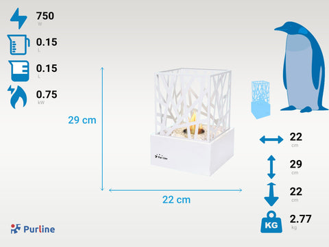 AMALTEA W: Chimenea de etanol de sobremesa diseño moderno en acero blanco