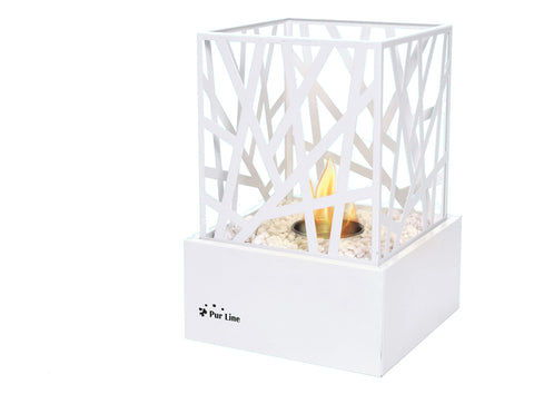 Chimenea de etanol de sobremesa diseño moderno en acero blanco