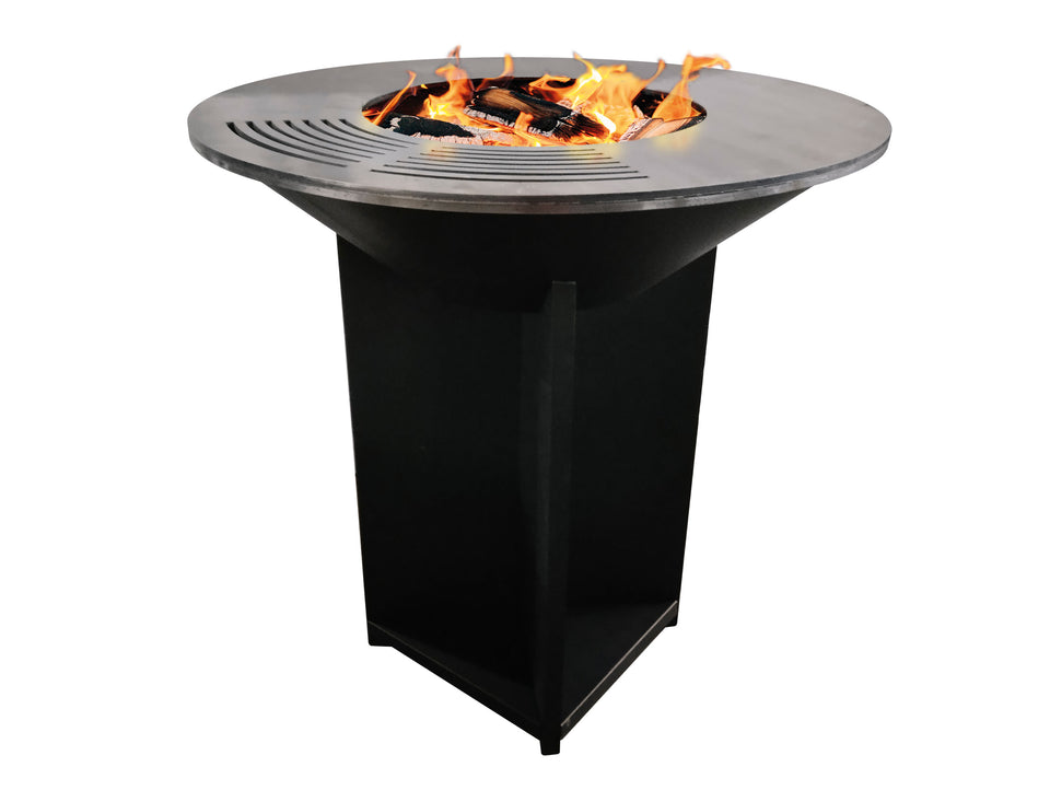 Barbacoa grande en negro con plancha acero y grill