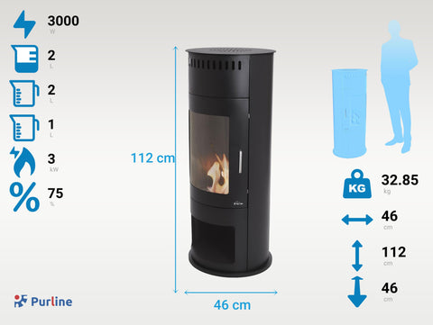 BESTFIRE B: Estufa de etanol en acero negro con puerta de cristal templado