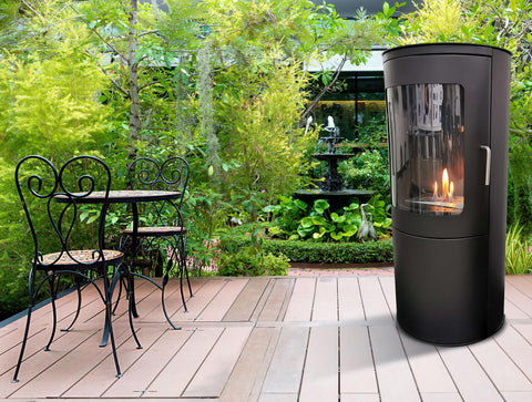 BESTFIRE COMPACT B: Estufa de etanol negra con puerta de vidrio templado