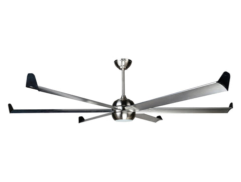 Ventilador de techo DC plata con aspas de aluminio 236cm y luz para 125m2