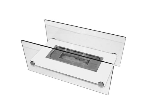 Chimenea de etanol de sobremesa en metal blanco