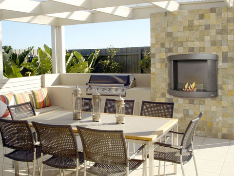 Chimenea de etanol mural de 2000W, diseño rectangular en acero negro, con cristal templado