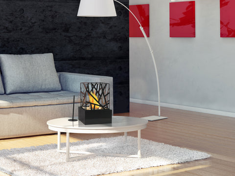 AMALTEA B: Chimenea de etanol de sobremesa en acero esmaltado negro