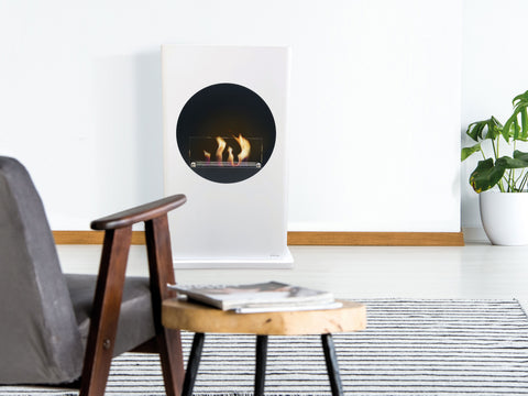 DIONYSUS: Chimenea de etanol de suelo en acero lacado blanco