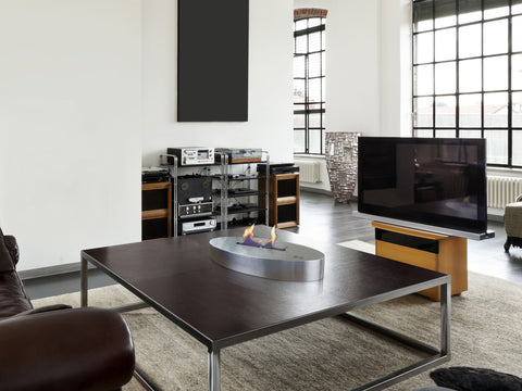 ELECTRA: Chimenea de etanol de sobremesa en acero inoxidable