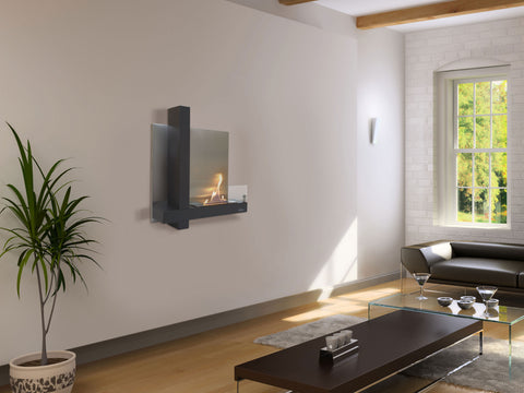 MUSA: Chimenea de etanol mural en acero inoxidable negro