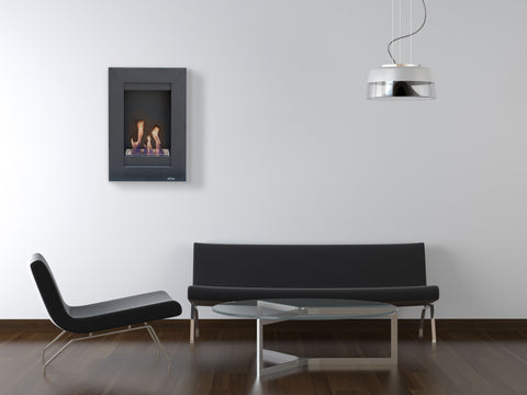 MORFEO: Chimenea de etanol mural vertical en acero negro