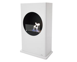Chimenea de etanol de suelo, 2500W, diseño alargado en acero lacado blanco