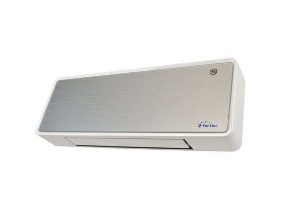 Calefactor Cerámico mural 2000 W frontal de cristal plateado mando a distancia y temporizador