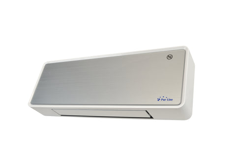 Calefactor Cerámico mural 2000 W frontal de cristal plateado mando a distancia y temporizador