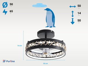 Ventilador Lámpara LED con detalles acabado cuerda