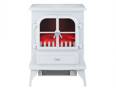 Chimenea Eléctrica 2kW en acero lacado blanco