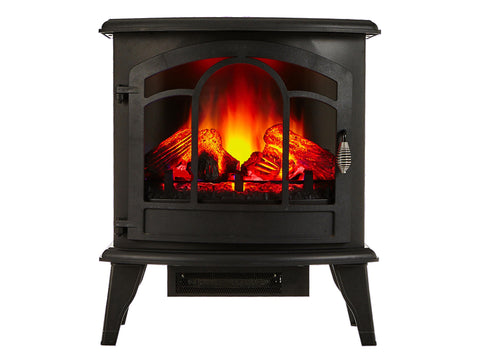 Chimenea Eléctrica 2kW en acero negro con mando a distancia