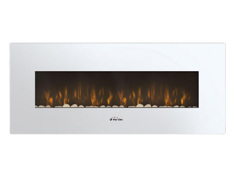 Chimenea Eléctrica Panorámica con luz LED ambiental y panel frontal blanco