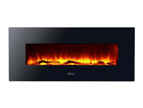Chimenea eléctrica panorámica de cristal templado negro