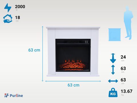 CHE-610: Chimenea eléctrica de suelo 2kW con mando a distancia