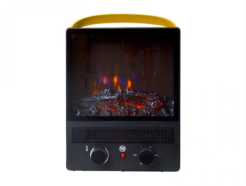 Chimenea eléctrica portátil de acero negro y patas