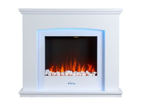 Chimenea eléctrica mural 2kW en acero lacado blanco