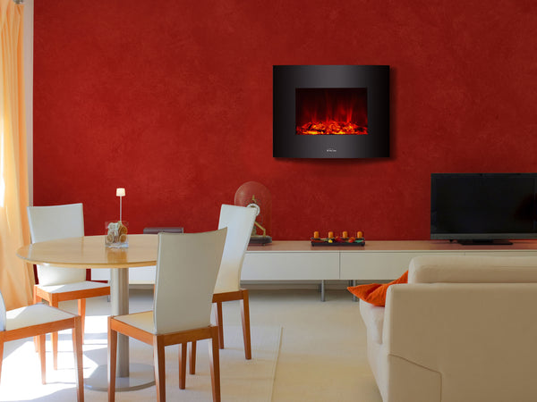 CHE-340: Chimenea Eléctrica 2kW de cristal templado negro con mando a distancia