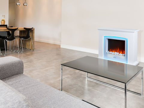 CHE-600: Chimenea eléctrica mural 2kW en acero lacado blanco