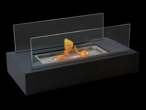 Chimenea de etanol de sobremesa con dos pantallas de cristal templado