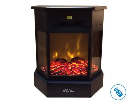 Chimenea Eléctrica 2kW en acero negro con mando a distancia