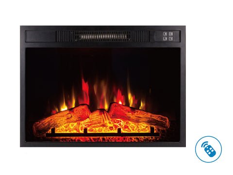 Chimenea eléctrica 2000W cristal templado negro con mando a distancia y llama ajustable
