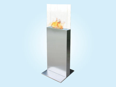 Chimenea de etanol de torre en acero y cristal templado