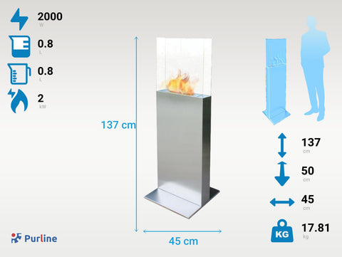 CLIO: Chimenea de etanol de torre en acero y cristal templado