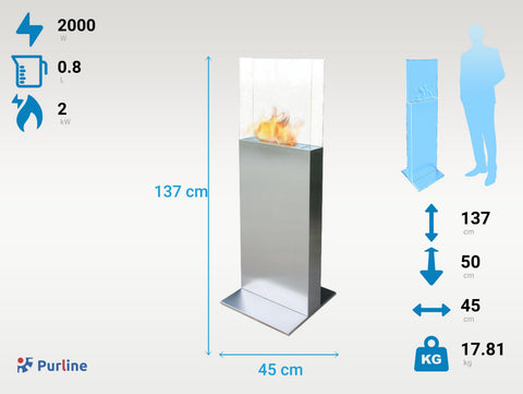 CLIO: Chimenea de etanol de torre en acero y cristal templado