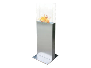 Chimenea de etanol de torre en acero y cristal templado