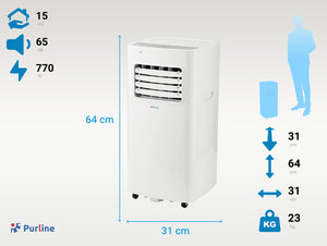 Aire acondicionado portátil de 1750 frigorías con mando a distancia
