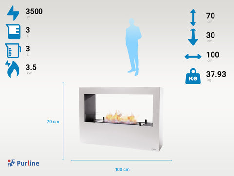 Potencia Maxima 3500 W Chimenea de etanol de suelo de grandes dimensiones en acero