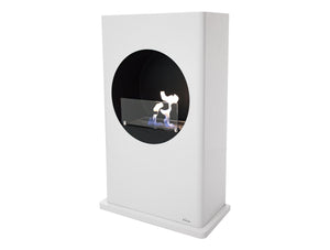 Chimenea de etanol de suelo, 2500W, diseño alargado en acero lacado blanco
