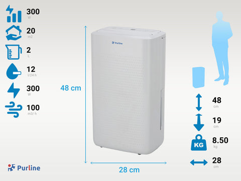 DRYOS 12: Deshumidificador con compresor de 12 l/d